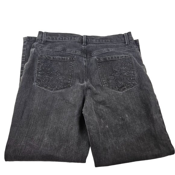 Glorai Vanderbuilt Jeans Womens 12 Amanda Missy Short Black Denim Straight Leg - Picture 2 of 10